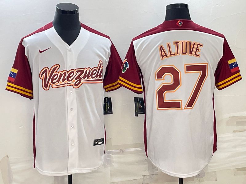 Men 2023 World Cub Venezuela #27 Altuve White Nike MLB Jersey8